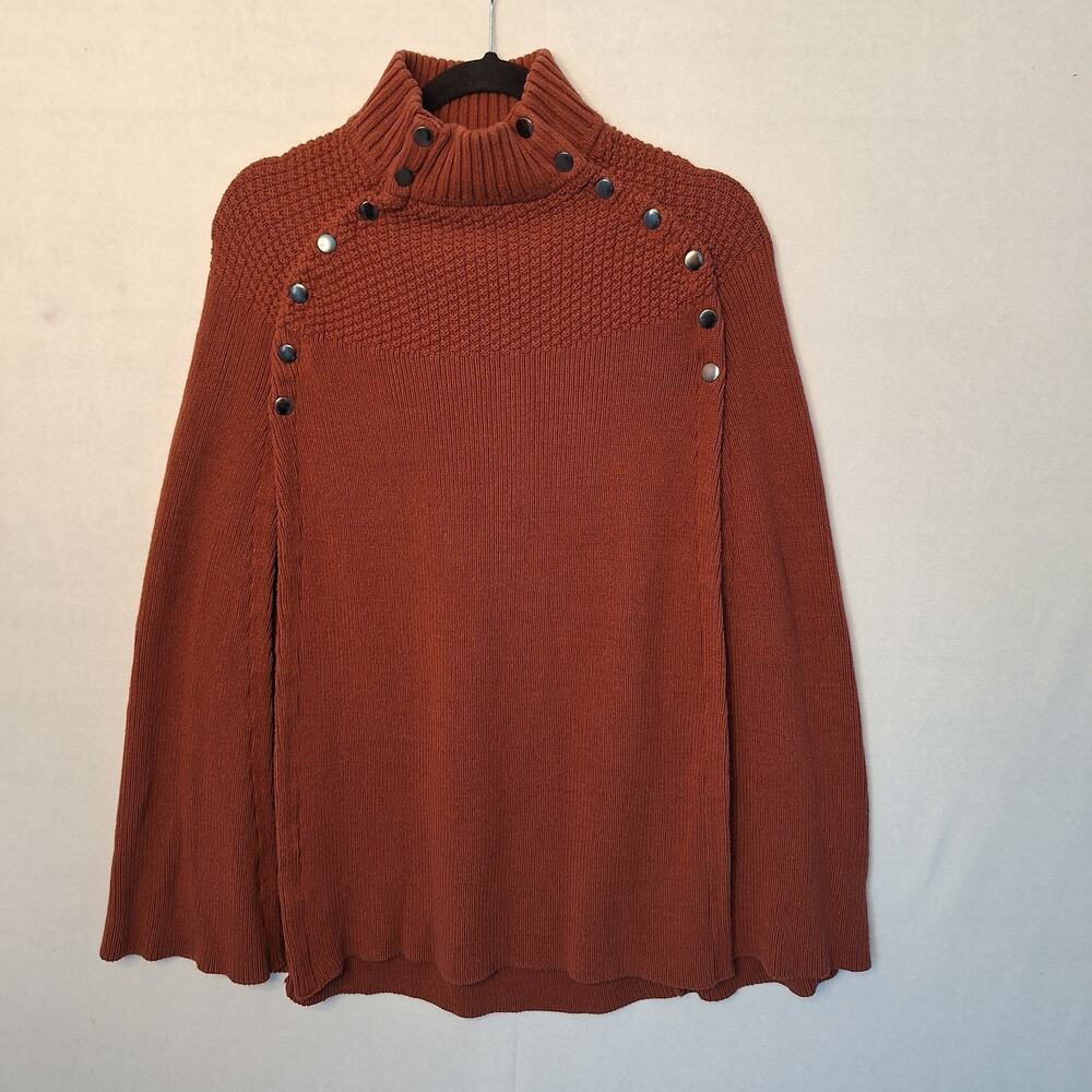 G.I.L.I. Got It Love It Knit Sweater Cape Poncho Sz XS Rust Boho Cottagecore